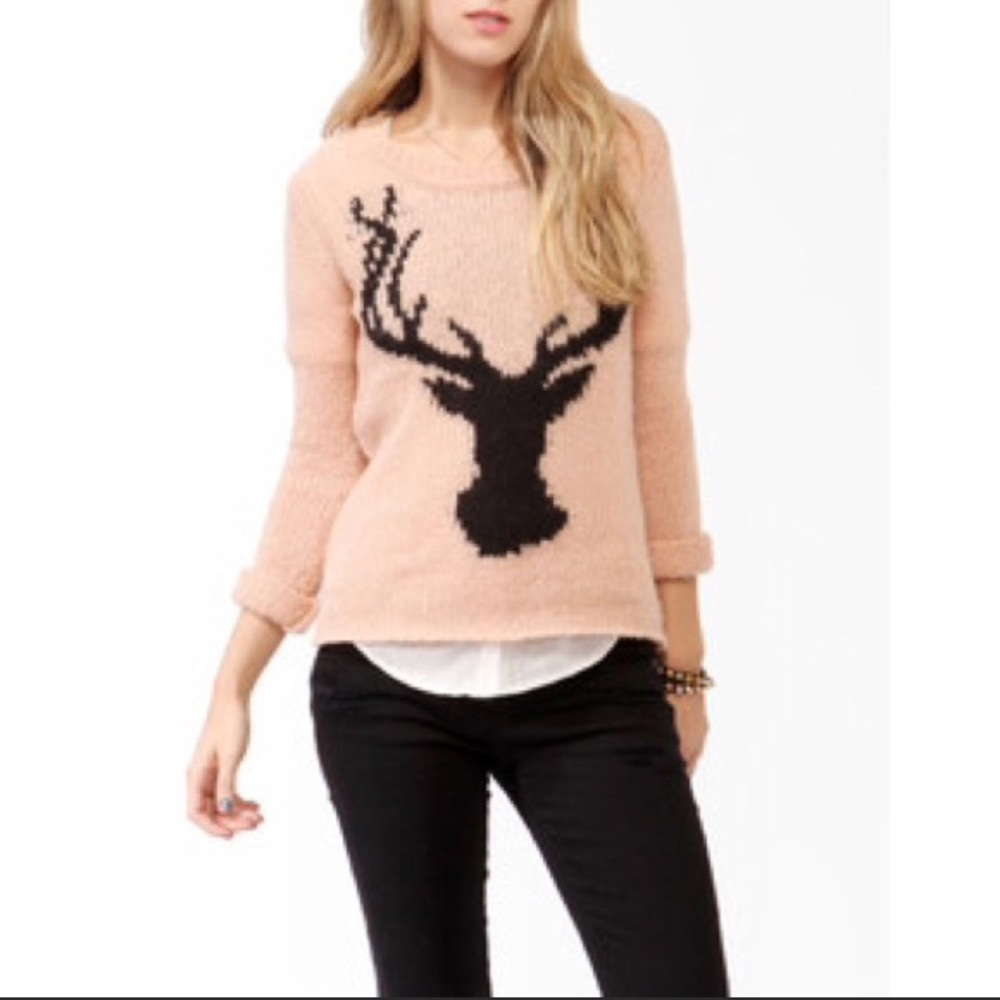 Knit Sweater Deer - Peach Pink - Forever 21